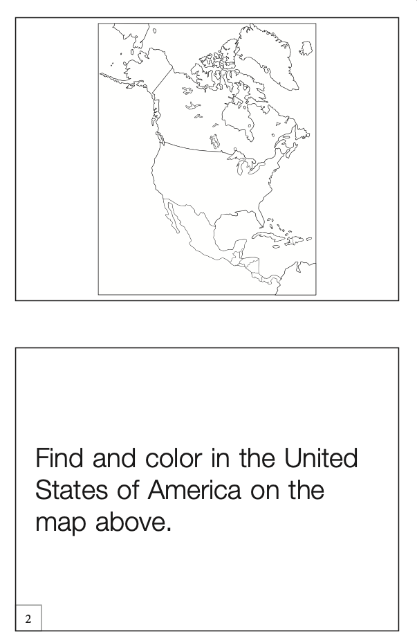 Montessori materials puzzle map of north america workbook printed