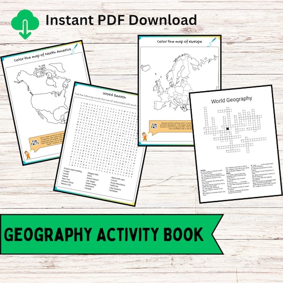 Geography coloring and activity book puzzle book coloring pages word search geography for kids