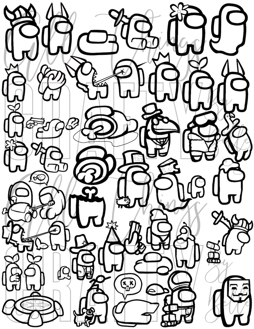 Among us coloring sheets digital pdf coloring pages