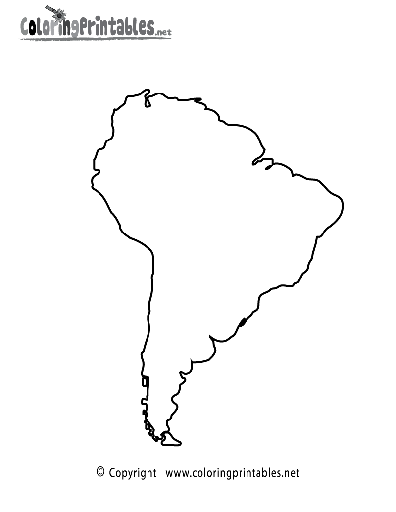 South america map coloring page