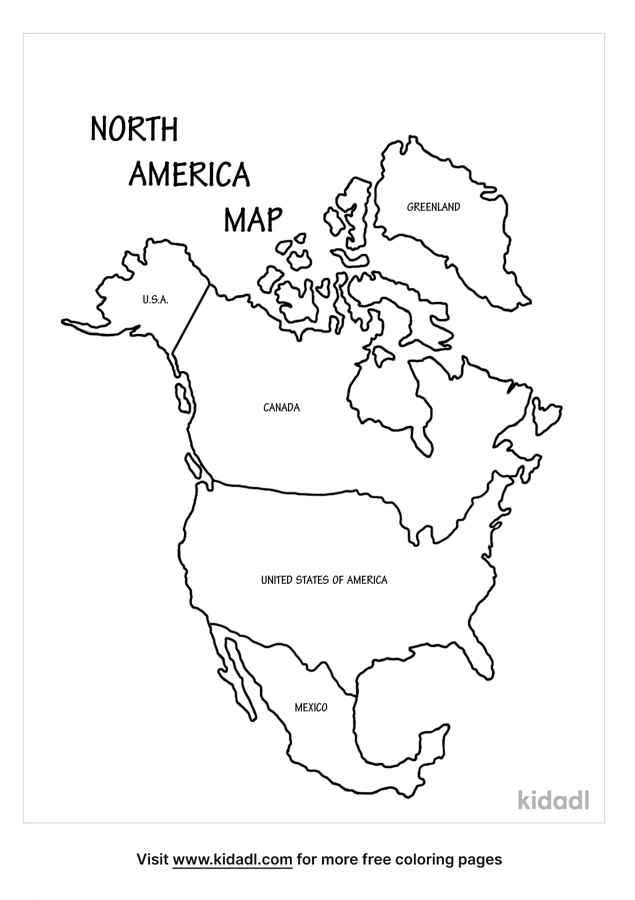 Free north america map coloring page coloring page printables