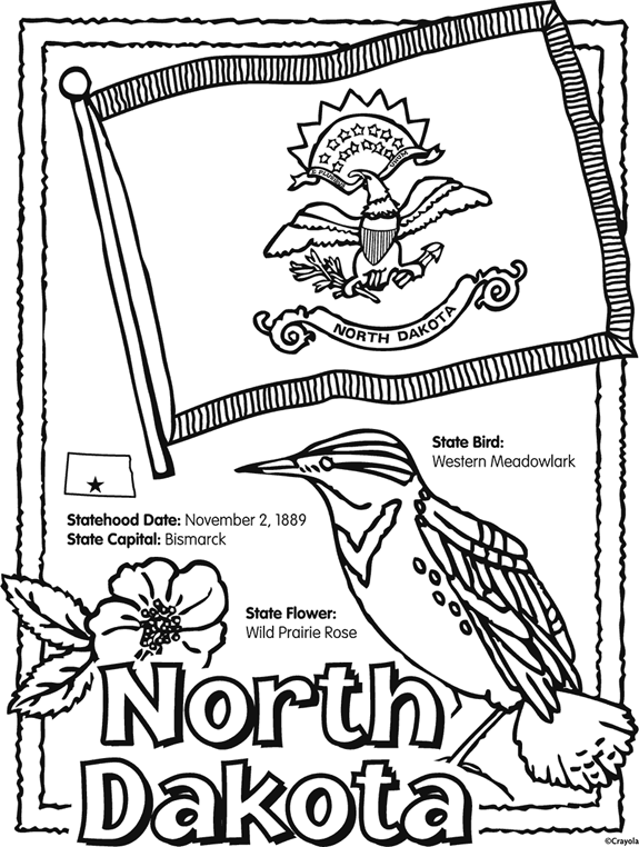 State of north dakota free coloring page