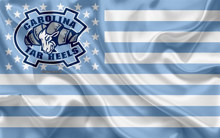 Download wallpapers north carolina tar heels american football team creative american flag blue white flag ncaa chapel hill north carolina usa north carolina tar heels logo emblem silk flag american football for