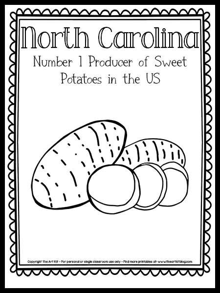 North carolina sweet potatoes coloring page free printable â the art kit