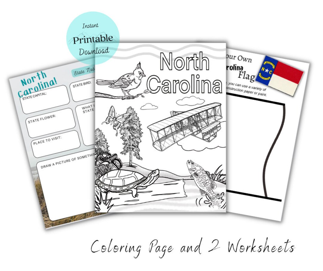 North carolina coloring page us geography activity travel activity beginner guide to the united states