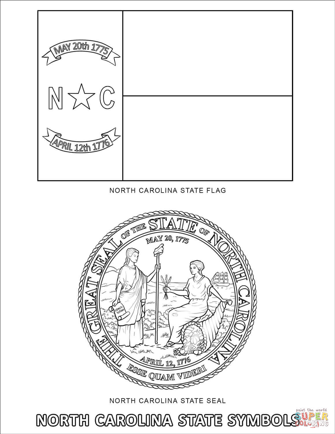 North carolina state symbols coloring page free printable coloring pages