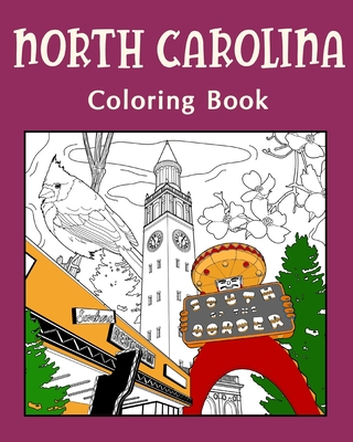 North carolina coloring book painting on usa states landmarks and iconic gifts for tourist paperback books on the square