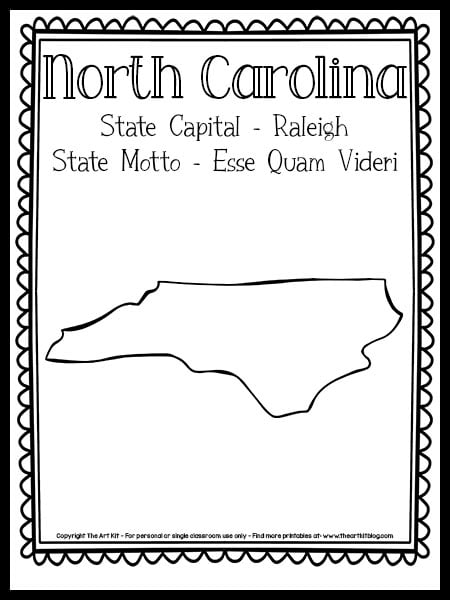 North carolina state outline coloring page free printable â the art kit