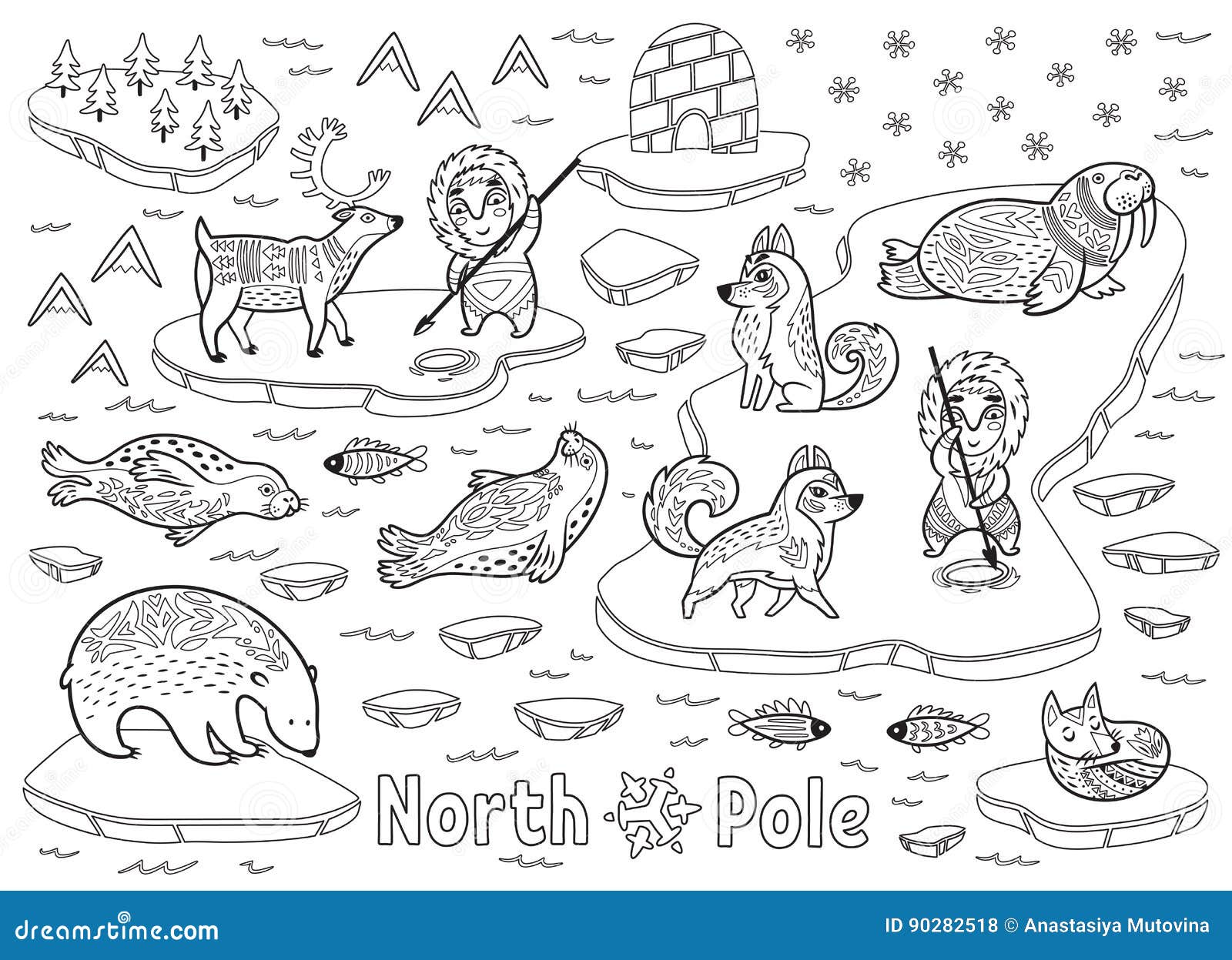 Coloring animals north pole stock illustrations â coloring animals north pole stock illustrations vectors clipart