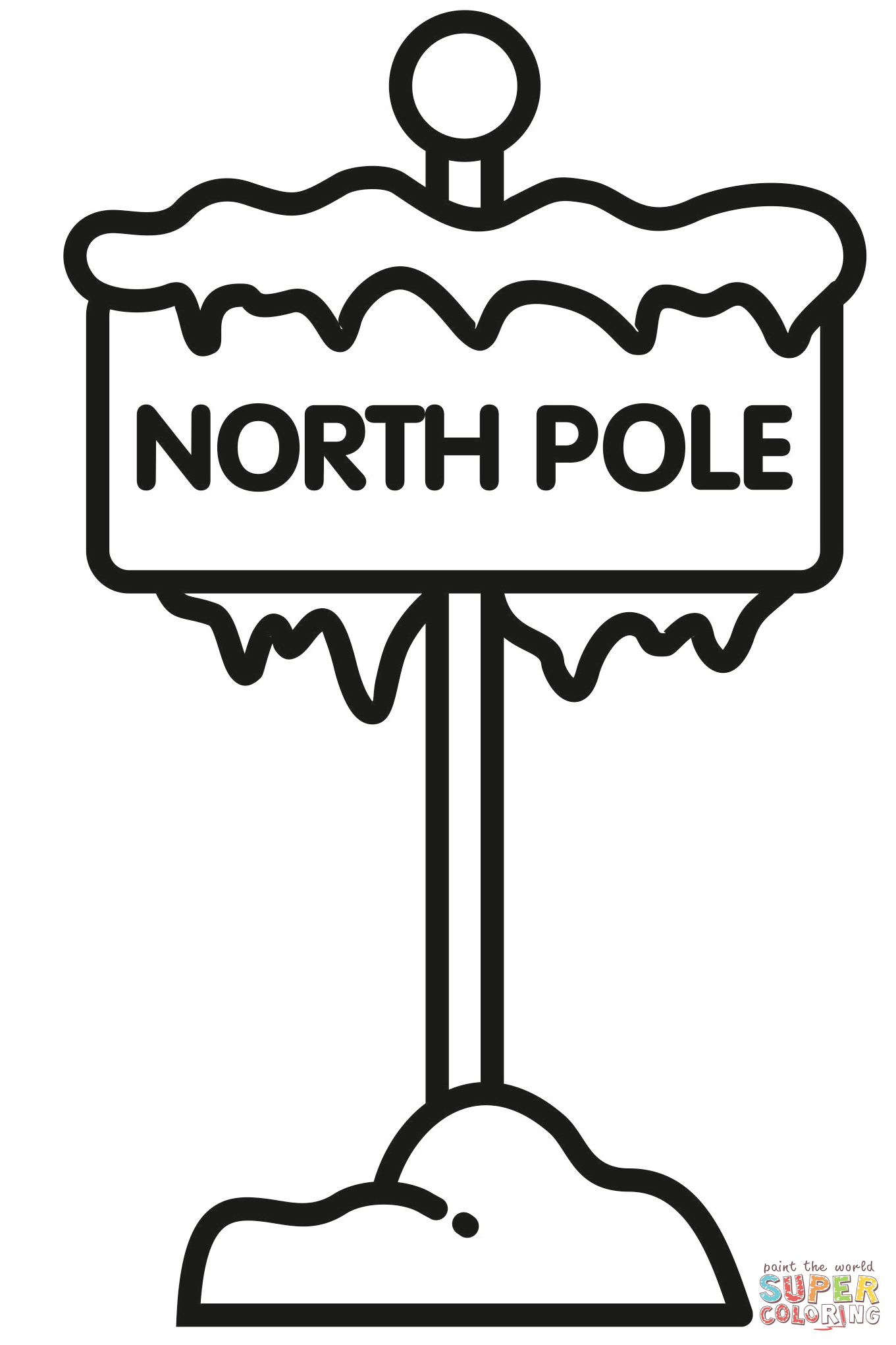 North pole sign coloring page free printable coloring pages