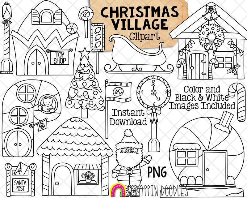 Christmas village clip art