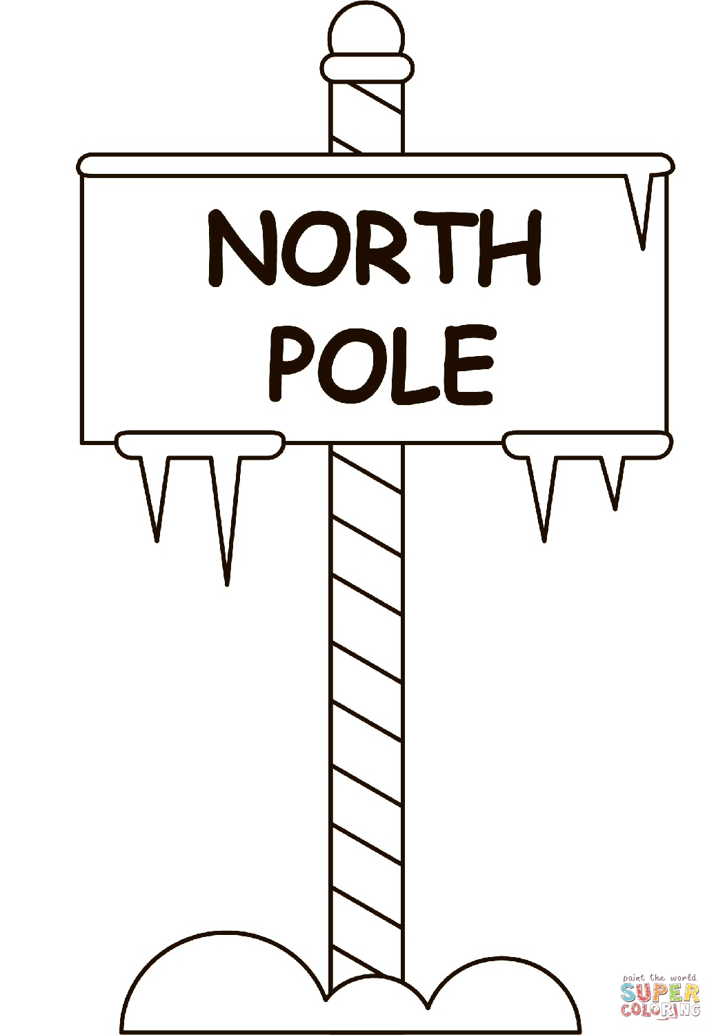 North pole sign coloring page free printable coloring pages