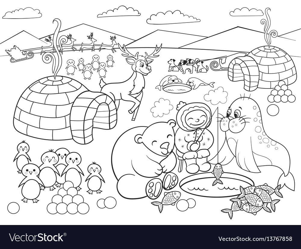 Kids coloring north pole royalty free vector image