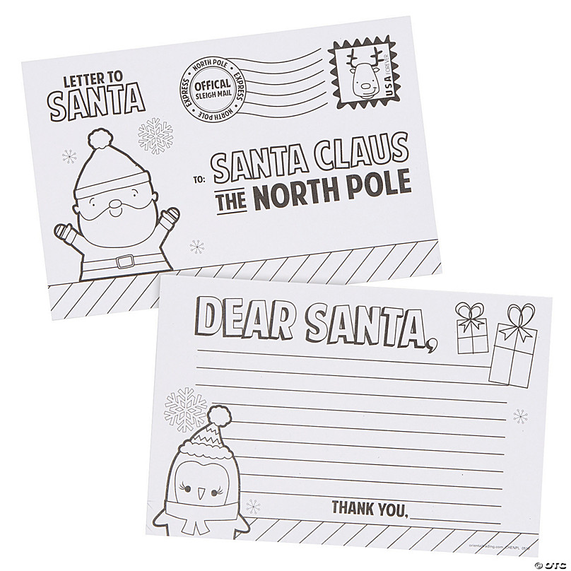 Color your own letter to santa postcards
