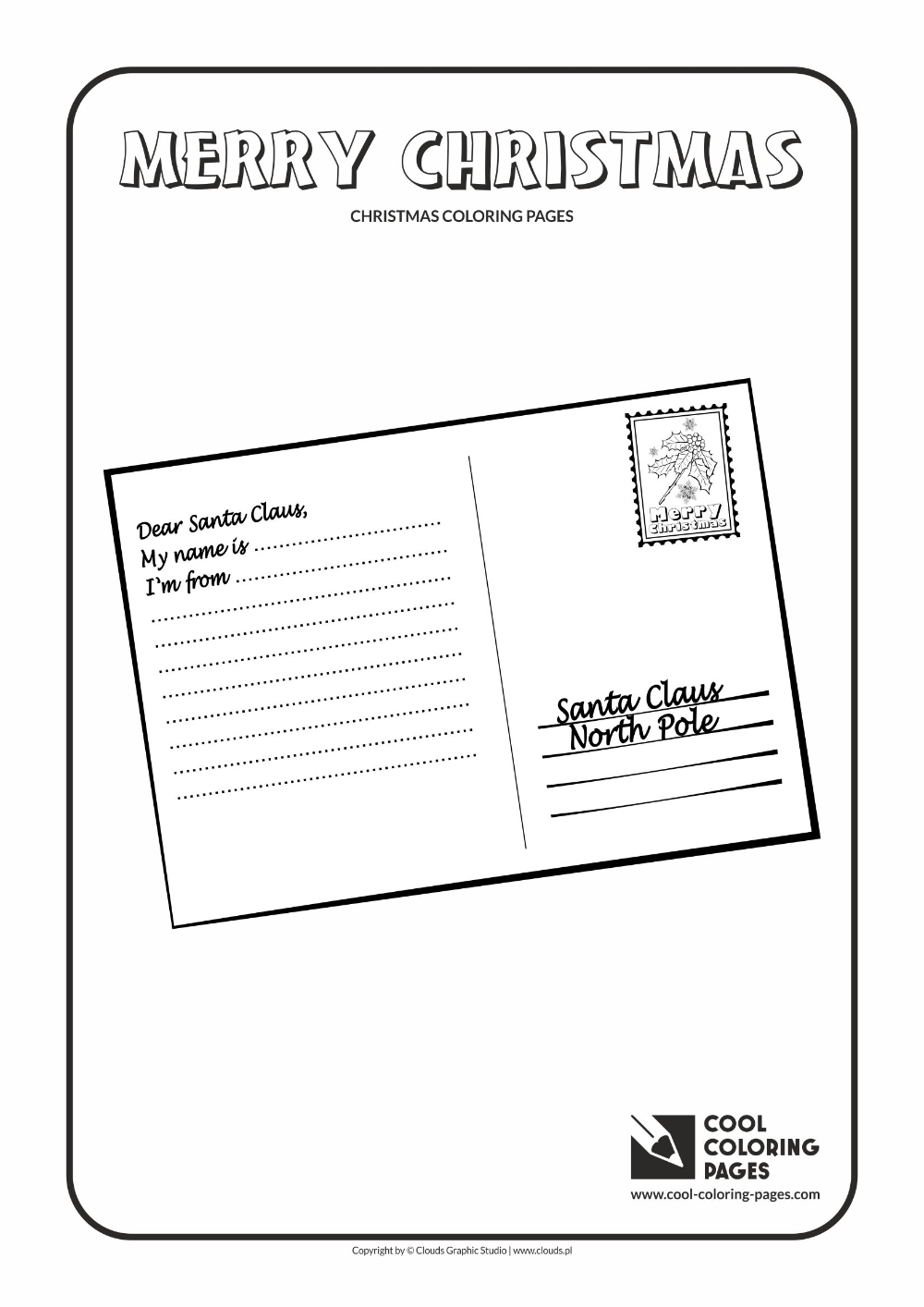 Cool coloring pages postcard to santa claus coloring page