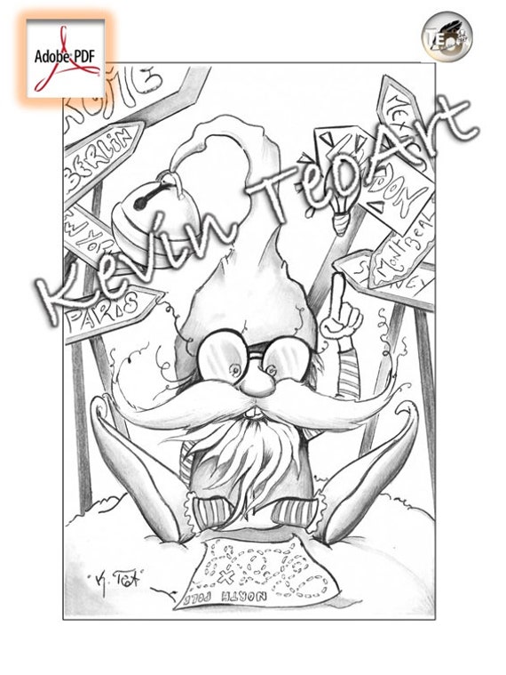 Leprechaun seeks north pole advent postcards a format grayscale illustration coloring page download printable file pdf