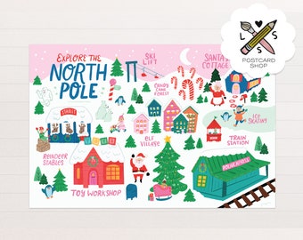 Printed postcard north pole ct