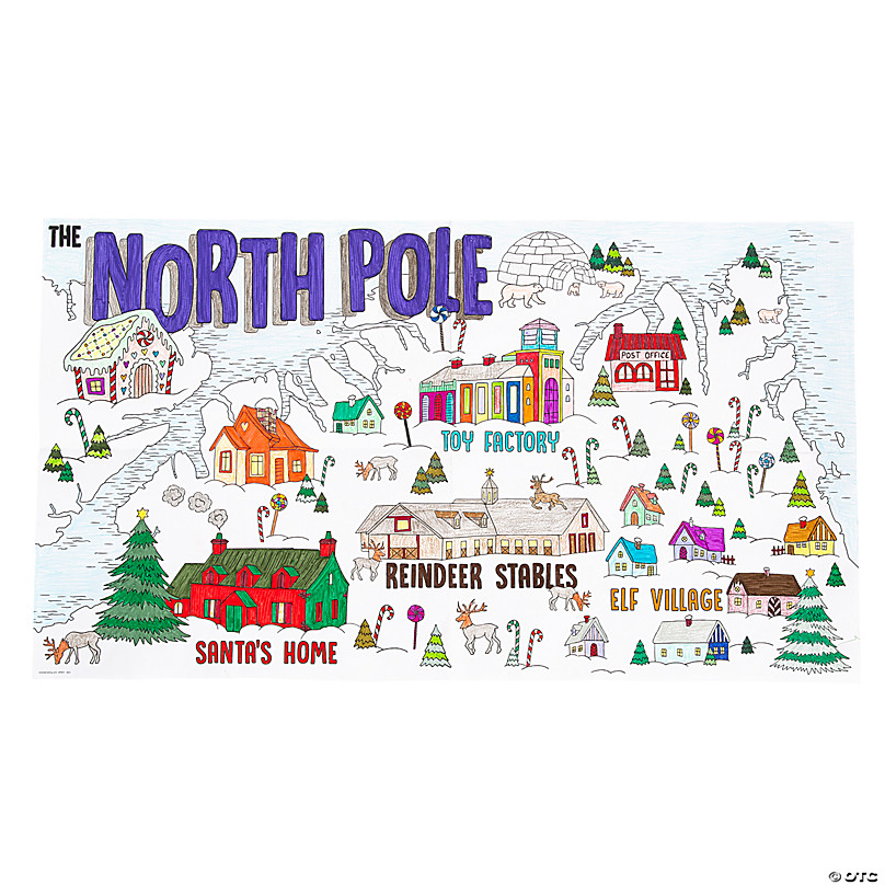 Color your own north pole map oriental trading