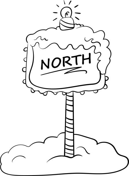 North pole sign coloring page stock illustration