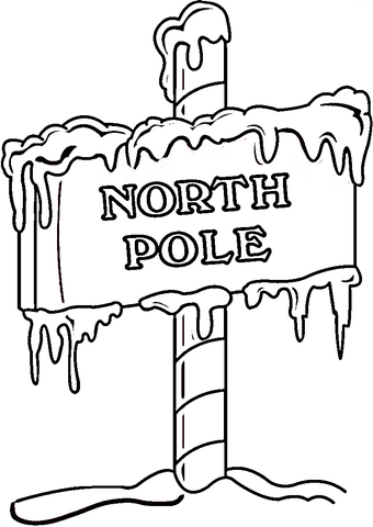North pole sign coloring page free printable coloring pages