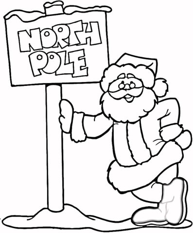Santa claus in the north pole coloring page free printable coloring pages