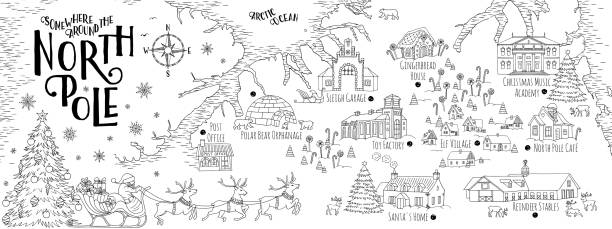 Santa north pole stock illustrations royalty