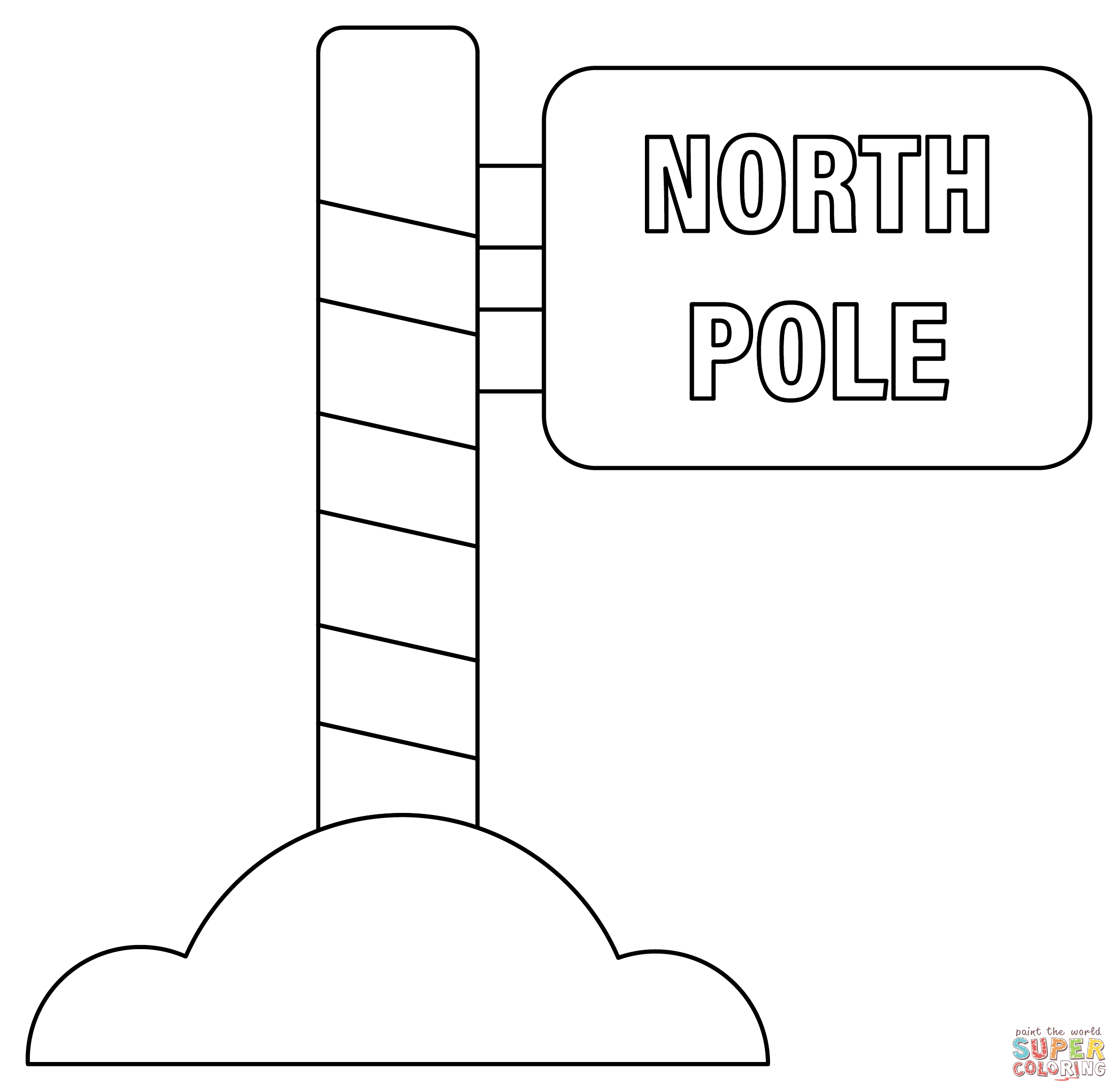 North pole sign coloring page free printable coloring pages