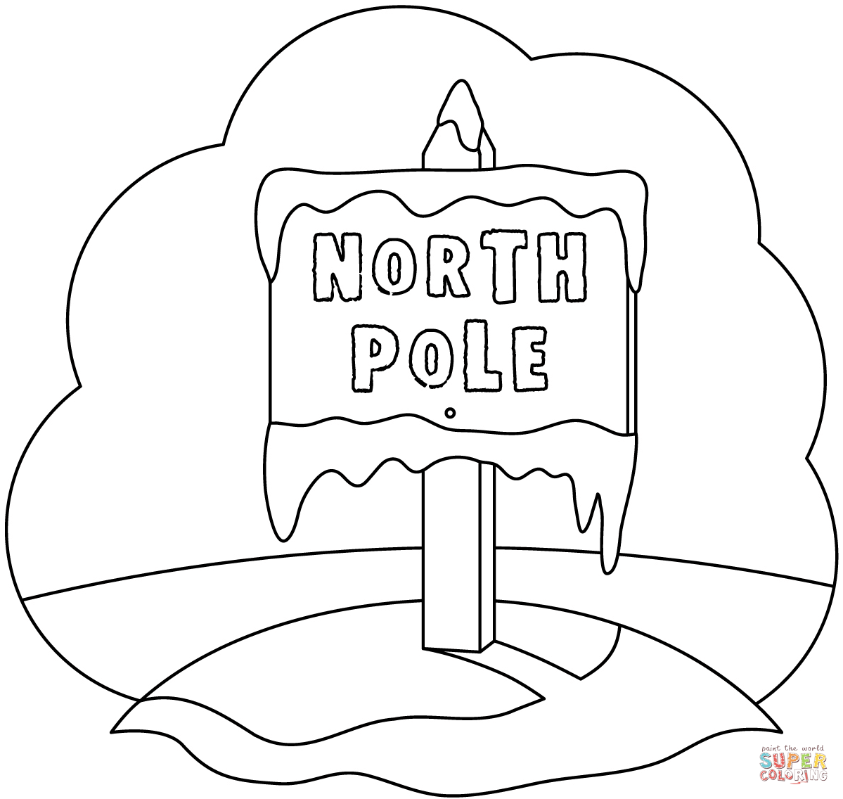 North pole sign coloring page free printable coloring pages