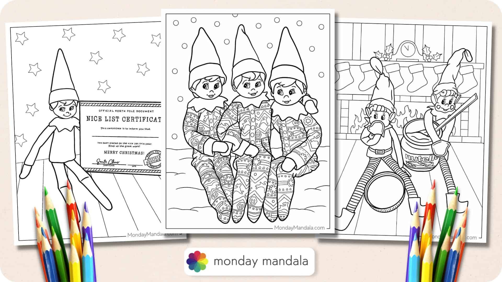 Elf on the shelf coloring pages free pdf printables