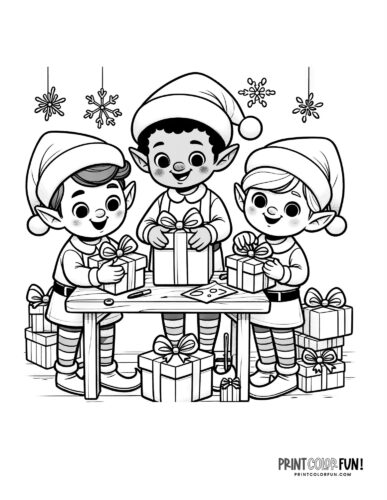 Cute christmas elves santas elves clipart coloring pages direct from the north pole at