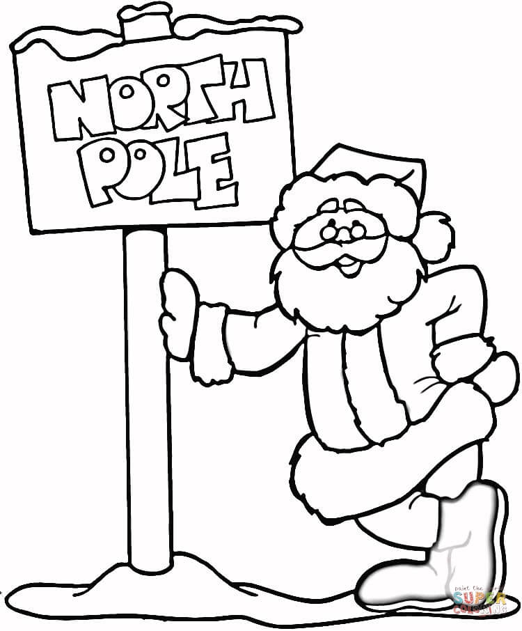 Santa claus in the north pole coloring page free printable coloring pages