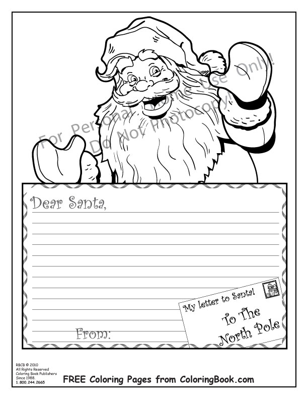 Dear santa coloring page