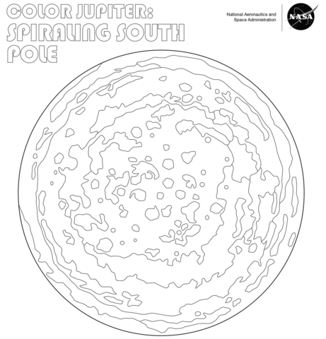 Jupiter spiraling south pole coloring page free printable coloring pages