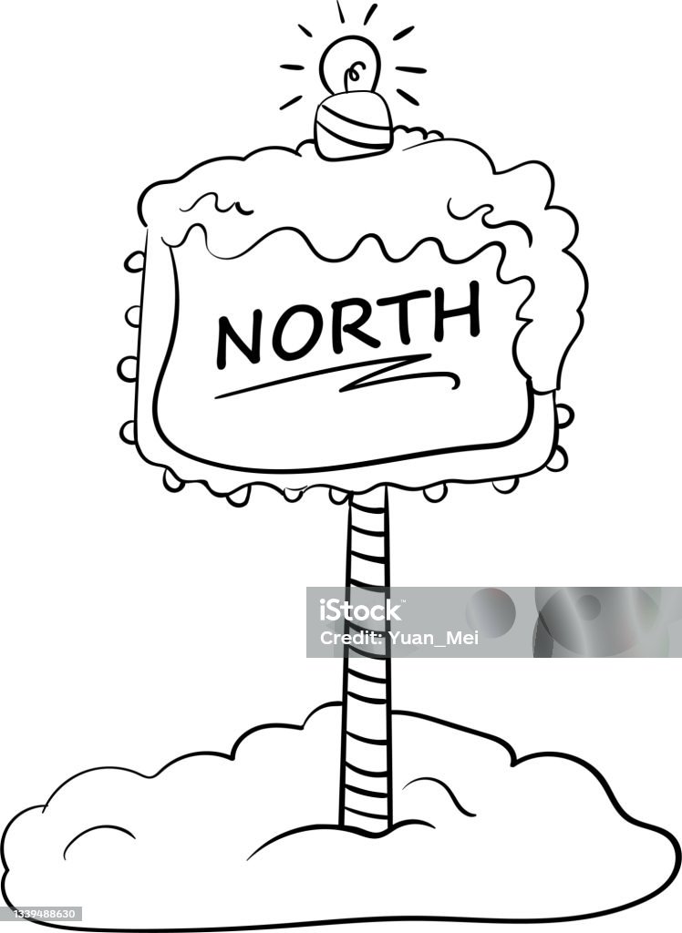 North pole sign coloring page stock illustration