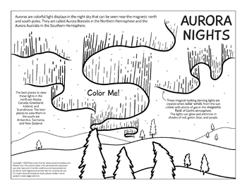 Aurora nights educational coloring page by sara cramb tpt