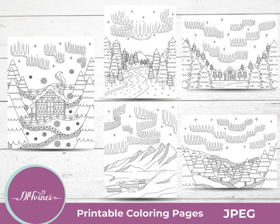 Northern lights printable coloring pages jpeg personal