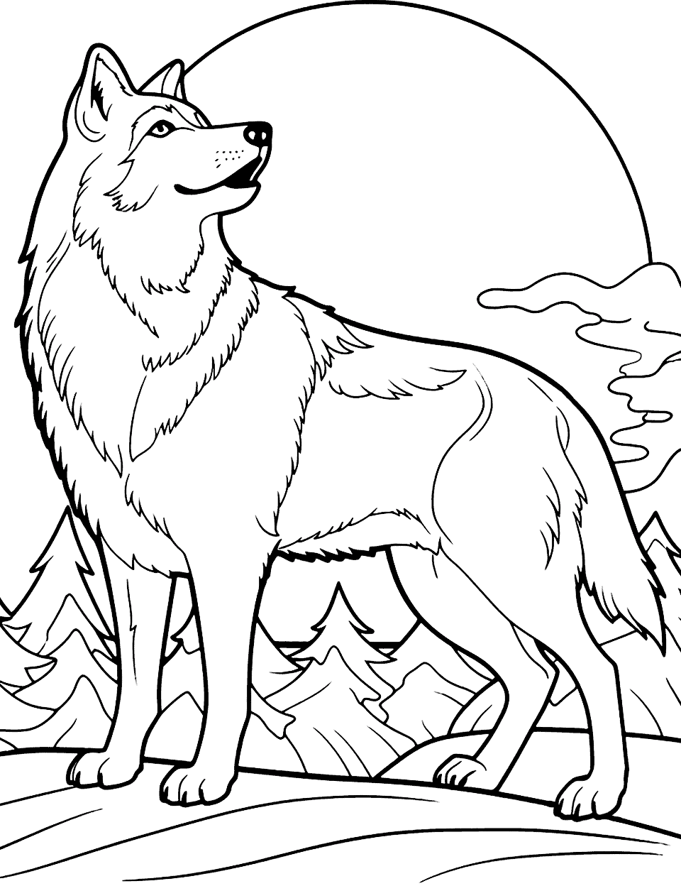 Wolf coloring pages free printable sheets