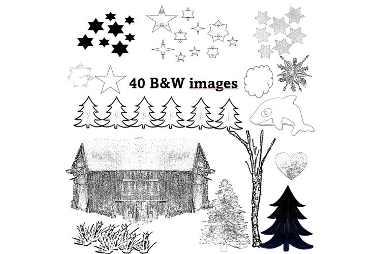 Northern lights black and white clipart line art stamps