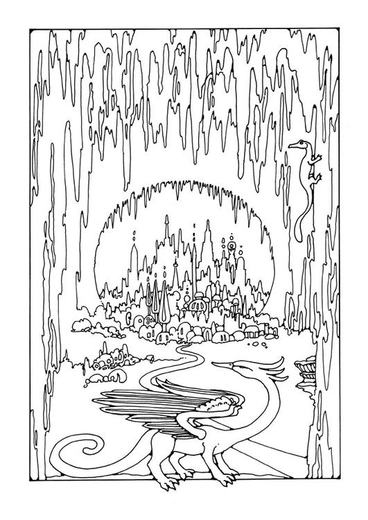 Coloring page cave city