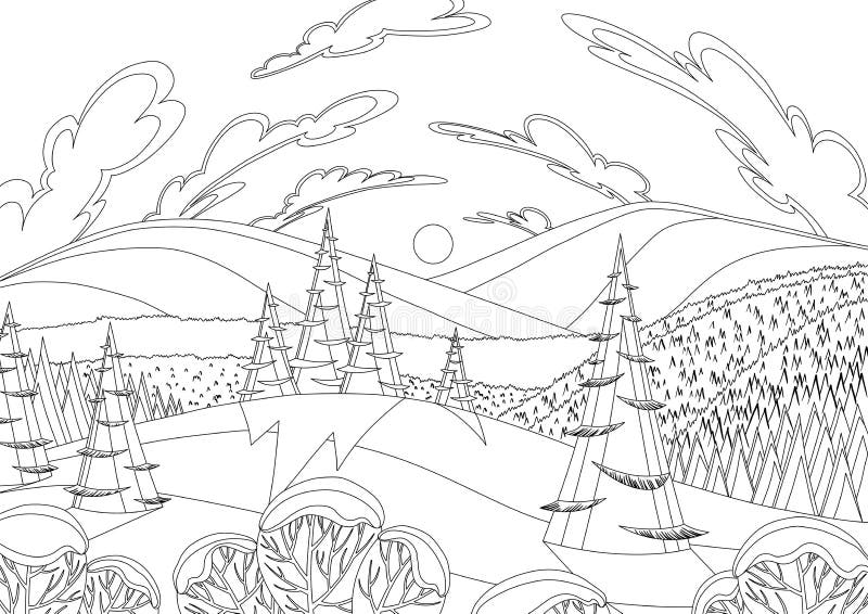 Coloring winter landscape stock illustrations â coloring winter landscape stock illustrations vectors clipart