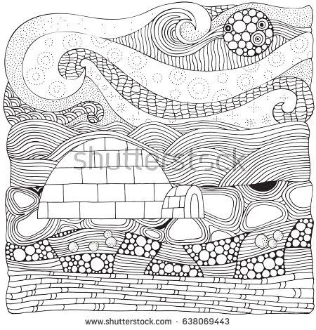 Igloo artistic winter ristmas antarctica pattern stock vector royalty free shutterstock coloring books pattern art polar light