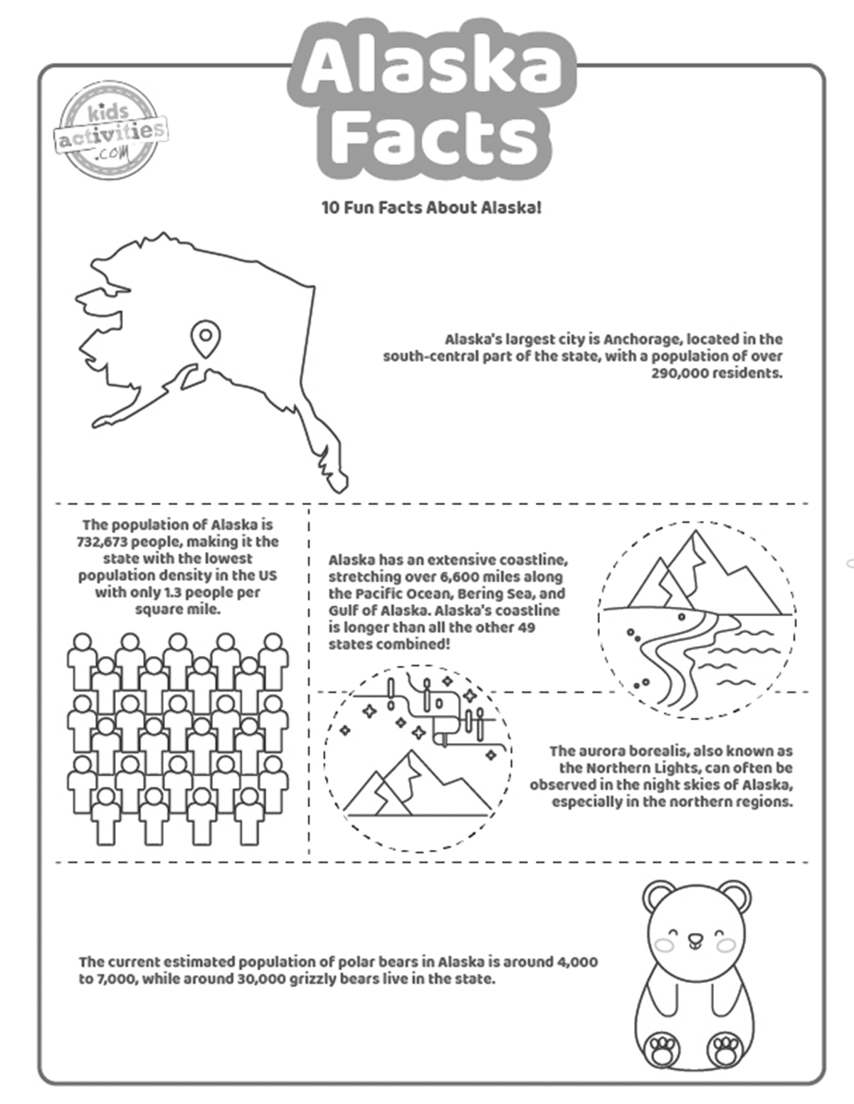 Really neat alaska facts coloring pages kids activities blog