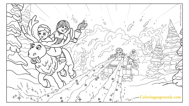 Frozen northern lights avalanche run coloring page