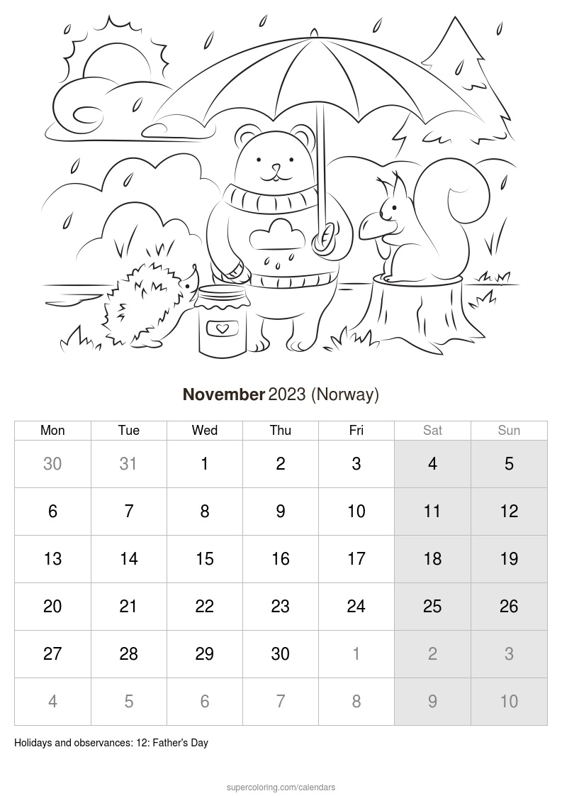 November calendar