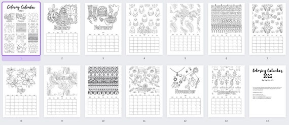 Printable coloring calendar patterns pdf download