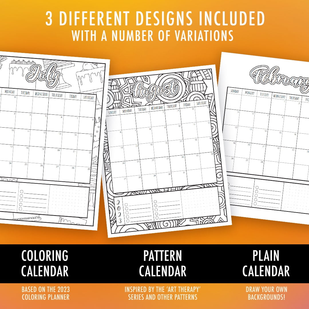 Free printable coloring calendar