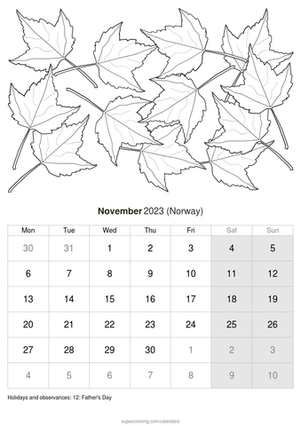 November calendar