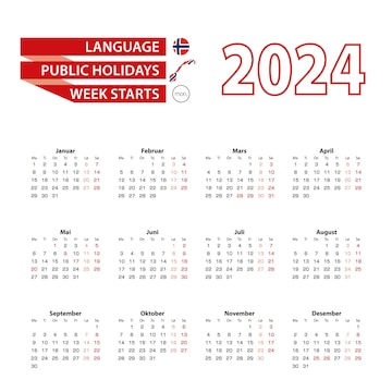 Premium vector calendar in norwegian language with public holidays the country of norway in year