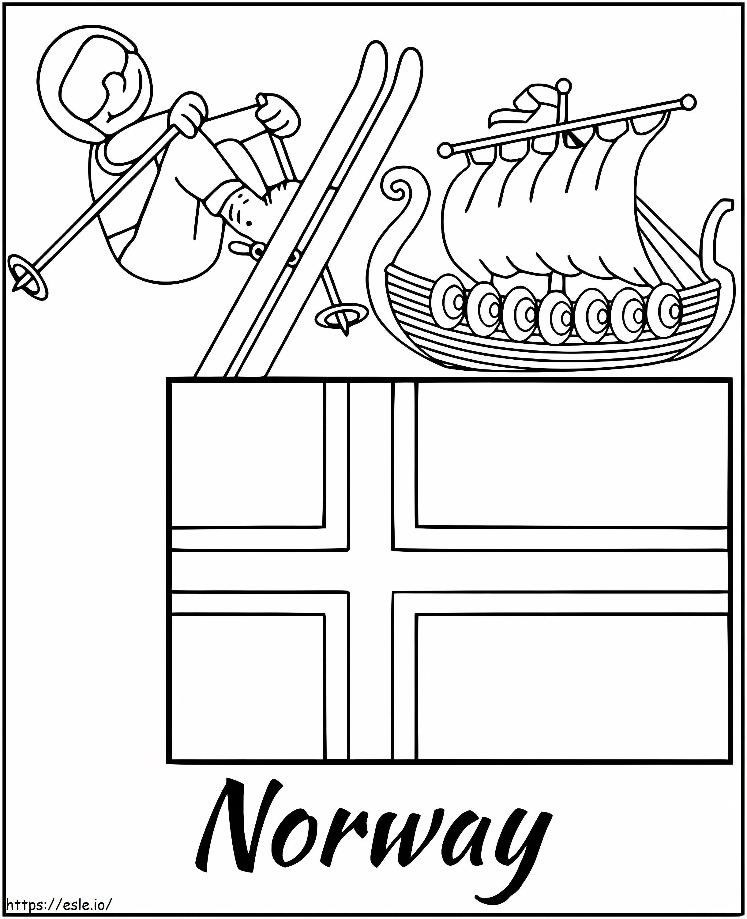 Norway symbols coloring page