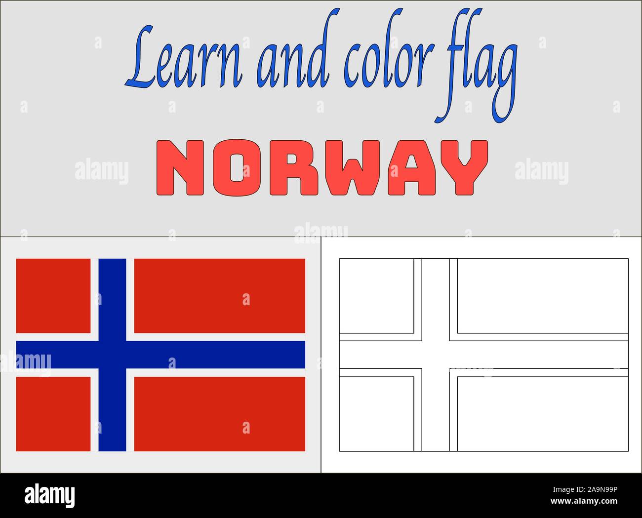 Norway national flag coloring book pages for education and learning original colors proportion vector illustration countries set stock vector image art